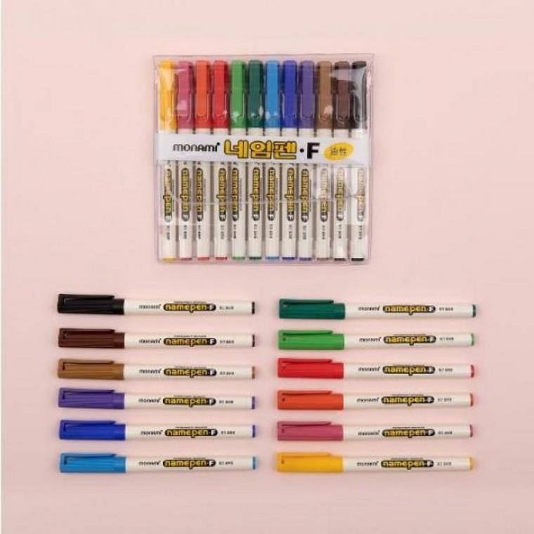 중간글씨용 네임펜 F 12색 세트 1.0mm(1set=12EA)