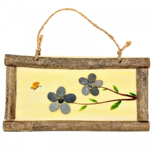 에코데코스톤액자만들기-두송이꽃