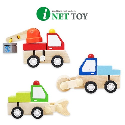 중장비원목태엽자동차세트A