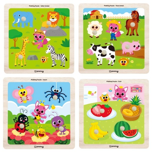 핑크퐁베베꼭지퍼즐4종(과일/가축/야생/곤충)-세트