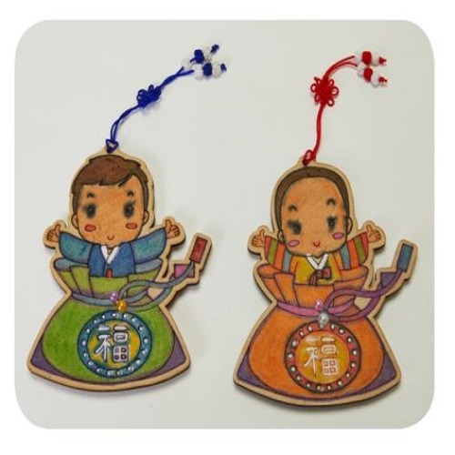 남녀복주머니거울핸펀고리