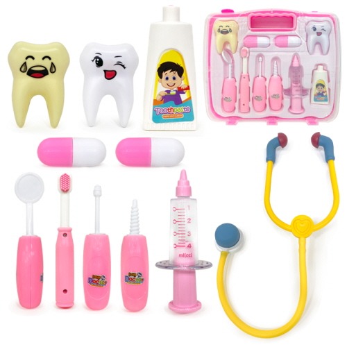 퍼니치과병원놀이(핑크)10pcs+소프트청진기1