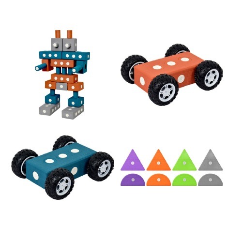 슈퍼핀자석벽돌112p+세모,반달벽돌6p+슈퍼핀자동차2대