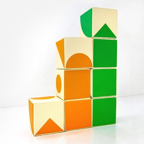 큐브스톨(4pcs)주황/초록